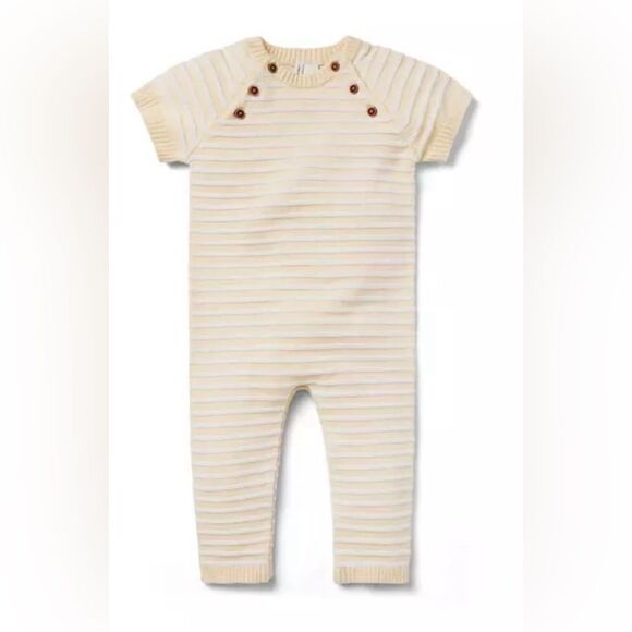 Jeanie and Jack Butter Yellow Baby Textured Striped One-Piece size 0-3 months - Picture 1 of 10